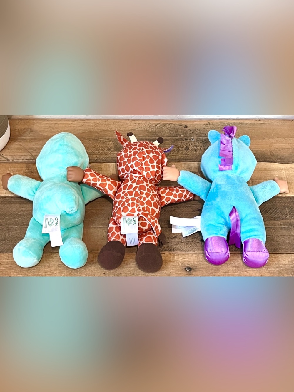 Cabbage Patch Kids Cuties Plush Lot of 3 Shark Giraffe Unicorn 9" Dolls - Picture 11 of 11